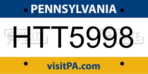 HTT5998 Pennsylvania License Plate