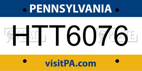 HTT6076 Pennsylvania License Plate