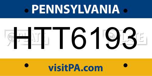 HTT6193 Pennsylvania License Plate
