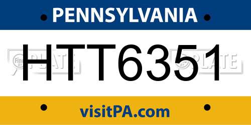 HTT6351 Pennsylvania License Plate