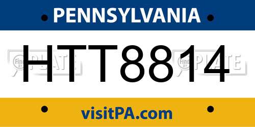 HTT8814 Pennsylvania License Plate