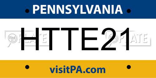 HTTE21 Pennsylvania License Plate