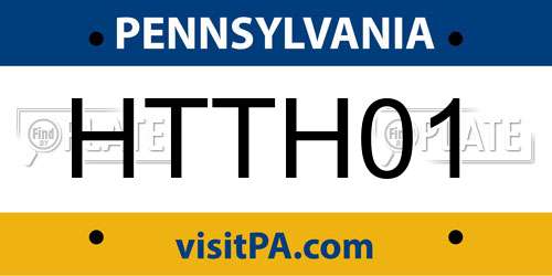 HTTH01 Pennsylvania License Plate