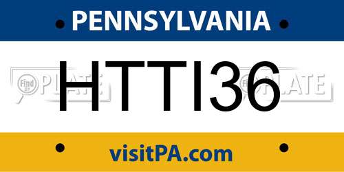 HTTI36 Pennsylvania License Plate