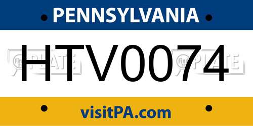HTV0074 Pennsylvania License Plate