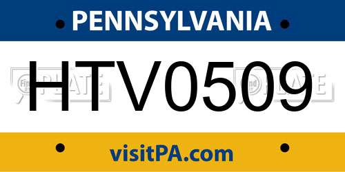 HTV0509 Pennsylvania License Plate