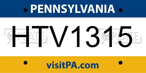 HTV1315 Pennsylvania License Plate