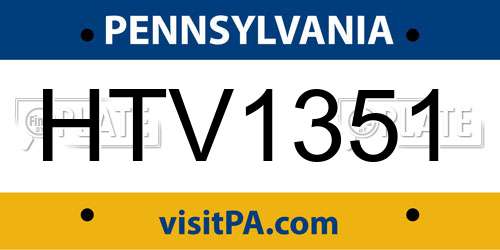 HTV1351 Pennsylvania License Plate