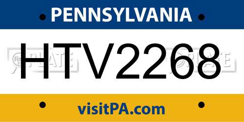 HTV2268 Pennsylvania License Plate