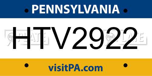 HTV2922 Pennsylvania License Plate