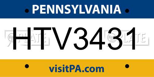 HTV3431 Pennsylvania License Plate