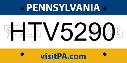 HTV5290 Pennsylvania License Plate