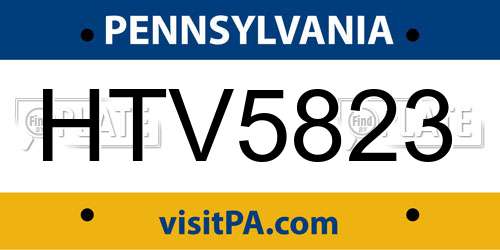 HTV5823 Pennsylvania License Plate