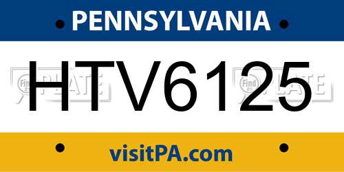 HTV6125 Pennsylvania License Plate