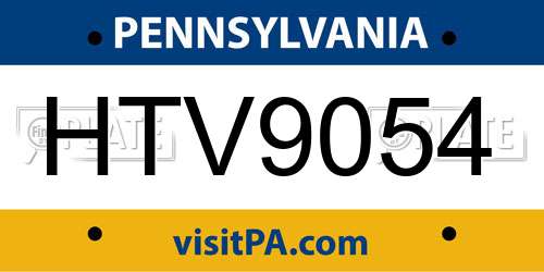 HTV9054 Pennsylvania License Plate