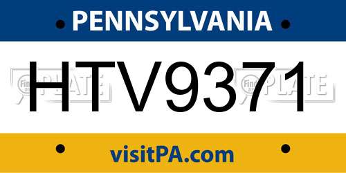 HTV9371 Pennsylvania License Plate