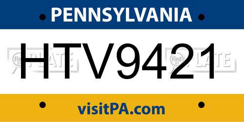 HTV9421 Pennsylvania License Plate