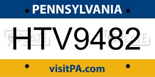 HTV9482 Pennsylvania License Plate