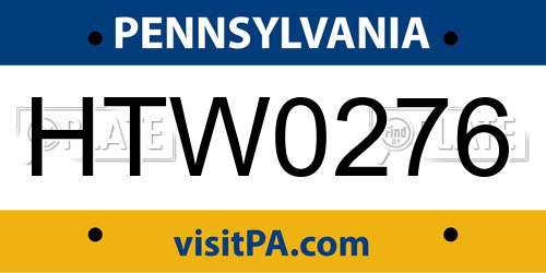HTW0276 Pennsylvania License Plate