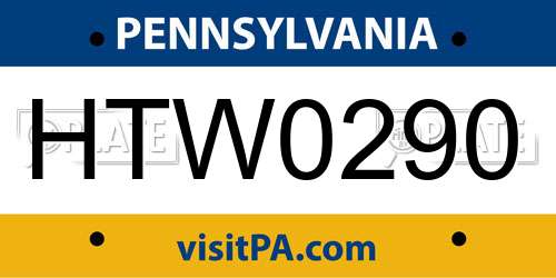 HTW0290 Pennsylvania License Plate