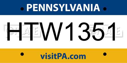 HTW1351 Pennsylvania License Plate