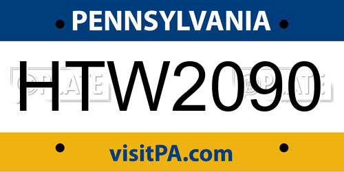 HTW2090 Pennsylvania License Plate