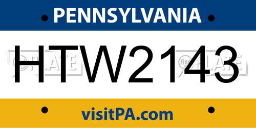 HTW2143 Pennsylvania License Plate