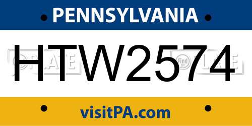 HTW2574 Pennsylvania License Plate