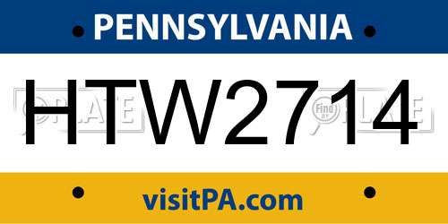 HTW2714 Pennsylvania License Plate