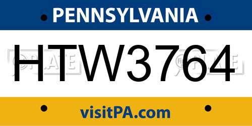 HTW3764 Pennsylvania License Plate