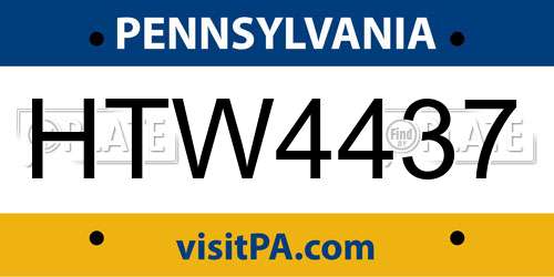 HTW4437 Pennsylvania License Plate