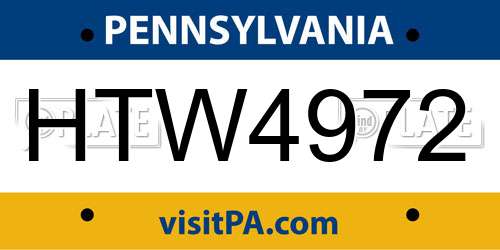 HTW4972 Pennsylvania License Plate