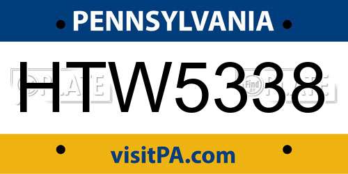 HTW5338 Pennsylvania License Plate