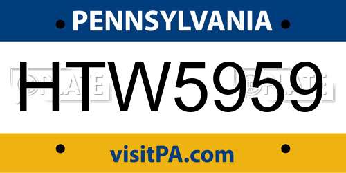 HTW5959 Pennsylvania License Plate