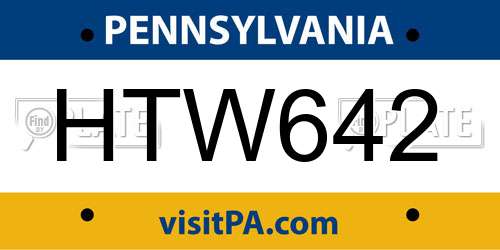 HTW642 Pennsylvania License Plate