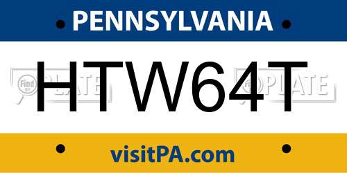 HTW64T Pennsylvania License Plate