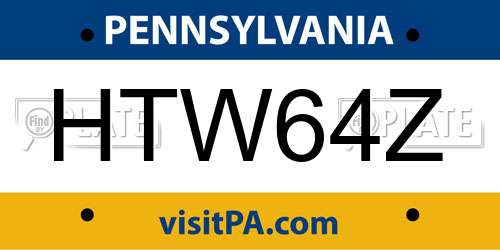 HTW64Z Pennsylvania License Plate