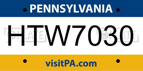 HTW7030 Pennsylvania License Plate