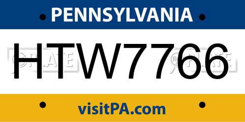 HTW7766 Pennsylvania License Plate