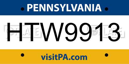 HTW9913 Pennsylvania License Plate