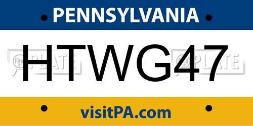 HTWG47 Pennsylvania License Plate