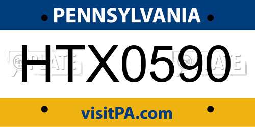 HTX0590 Pennsylvania License Plate