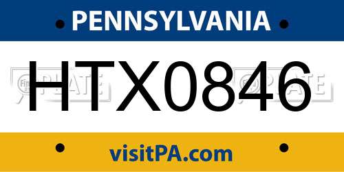 HTX0846 Pennsylvania License Plate