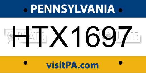HTX1697 Pennsylvania License Plate