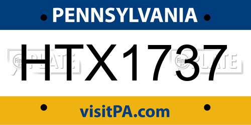 HTX1737 Pennsylvania License Plate
