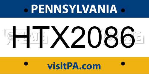 HTX2086 Pennsylvania License Plate