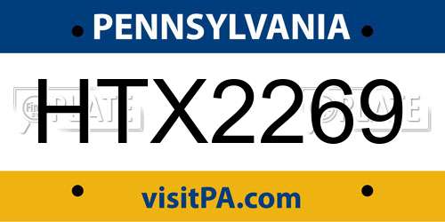 HTX2269 Pennsylvania License Plate