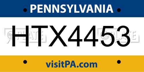 HTX4453 Pennsylvania License Plate