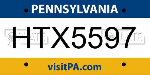 HTX5597 Pennsylvania License Plate