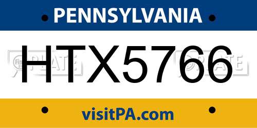 HTX5766 Pennsylvania License Plate